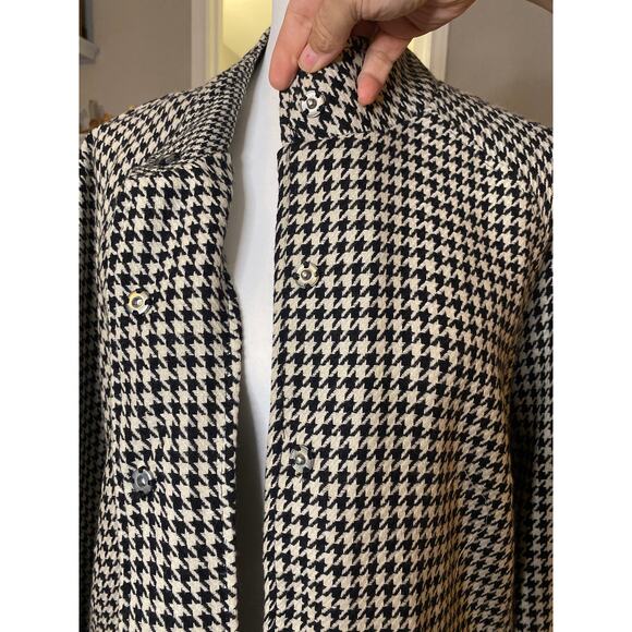 Karen Hart Women’s Black and Off-White Houndstooth Wool Blend Peacoat Size XL - Picture 4 of 9